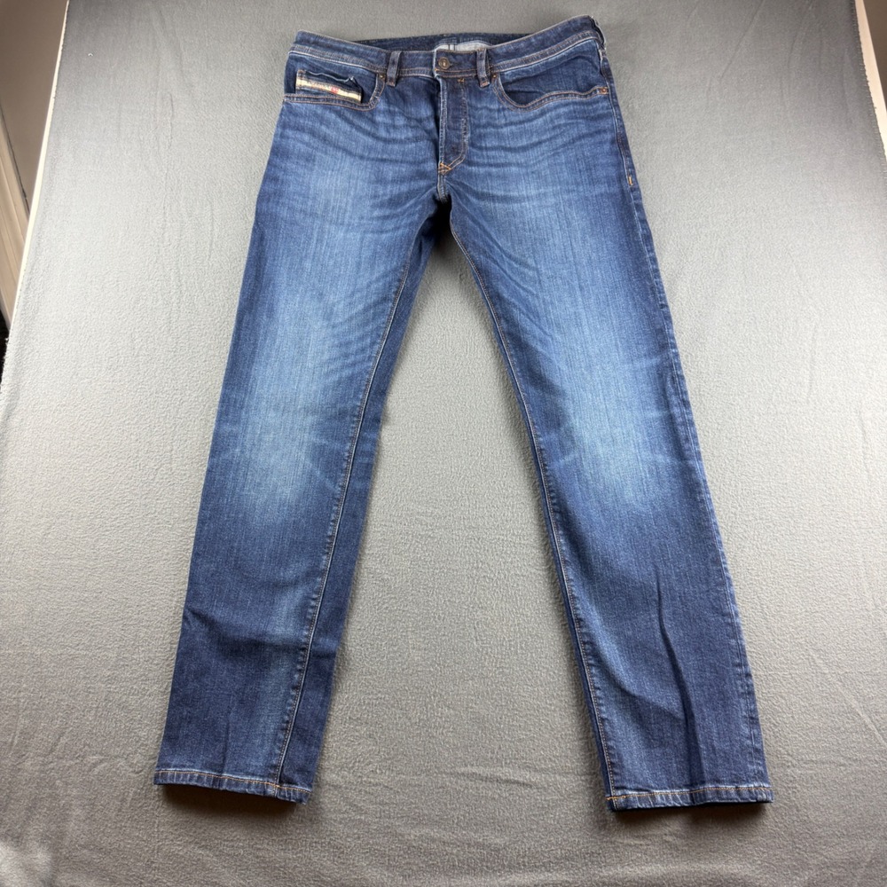 Diesel Buster Jeans Men's 34x32 (Fits 36x33) Blue Button Fly Slim Tapered Y2K